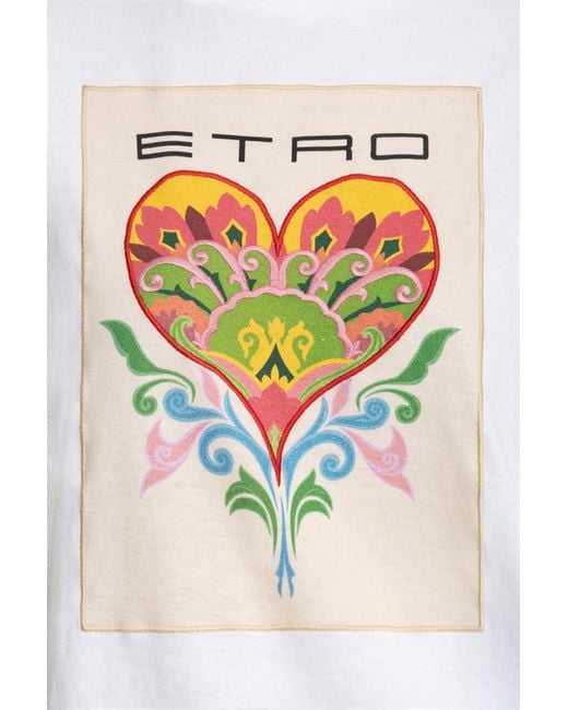 Etro Blue T-Shirt With Embroidery