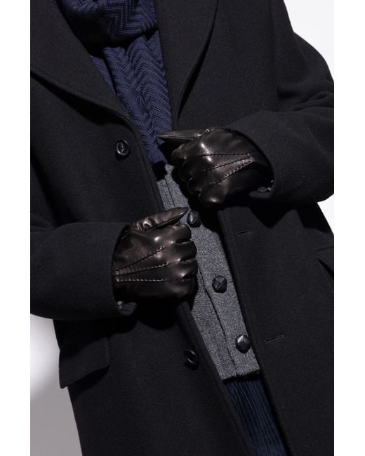Giorgio Armani Black Leather Gloves for men