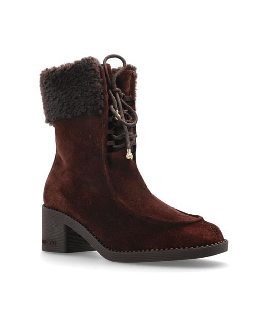 Jimmy Choo Brown Heeled Ankle Boots 'Hali'