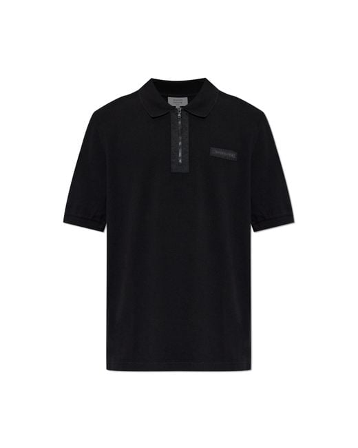 Maison Kitsuné Black Polo With Logo Patch for men