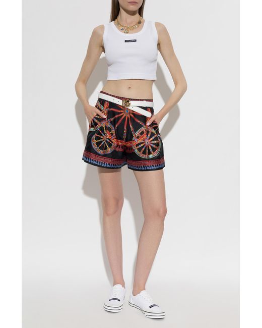 Dolce & Gabbana White Short Ribbed Sleeveless Top
