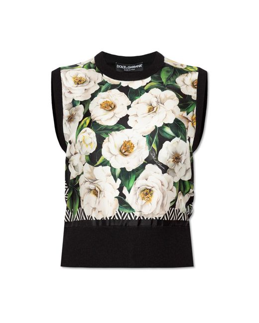 Dolce & Gabbana Black Sleeveless Silk Top