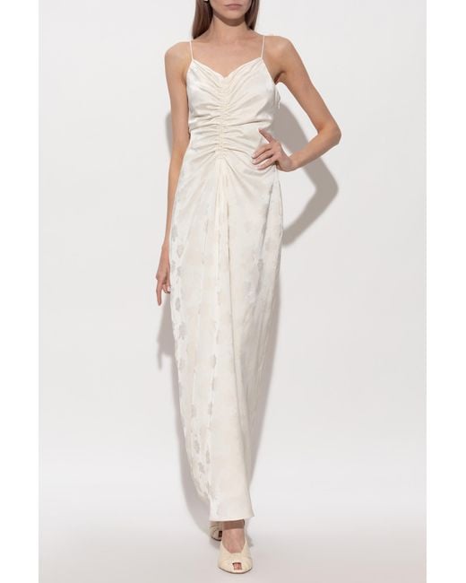 ROTATE BIRGER CHRISTENSEN White Satin Dress With Floral Motif