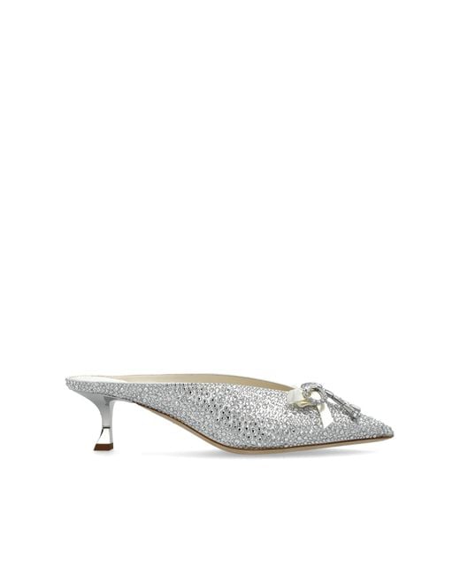 Jimmy Choo White Heeled Mules 'Auria'