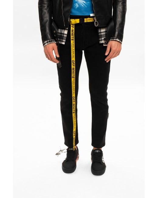 Men off white belt yellow Clearance