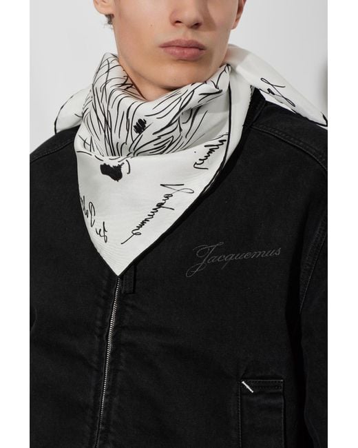 Jacquemus White Silk Scarf 'Herisson'