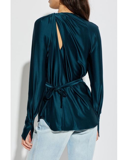 Victoria Beckham Blue Top With Tie Detail