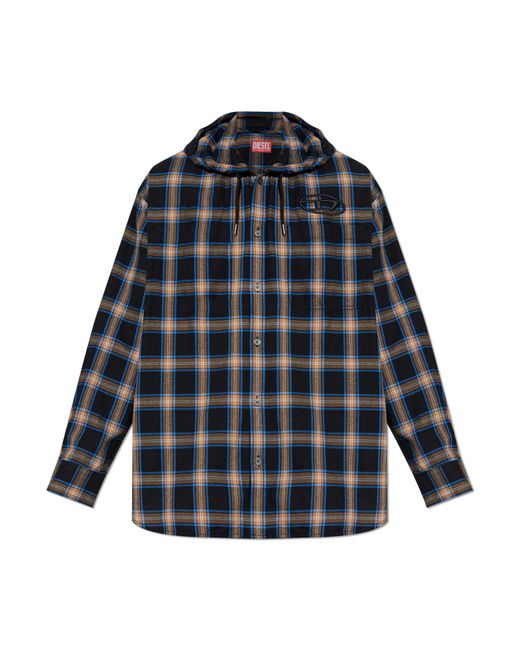 DIESEL Blue Shirt “S-Dewny-Hood-Ajfi” for men