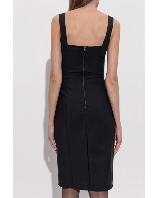 Dolce & Gabbana Black Fitted Dress With Spaghetti Straps