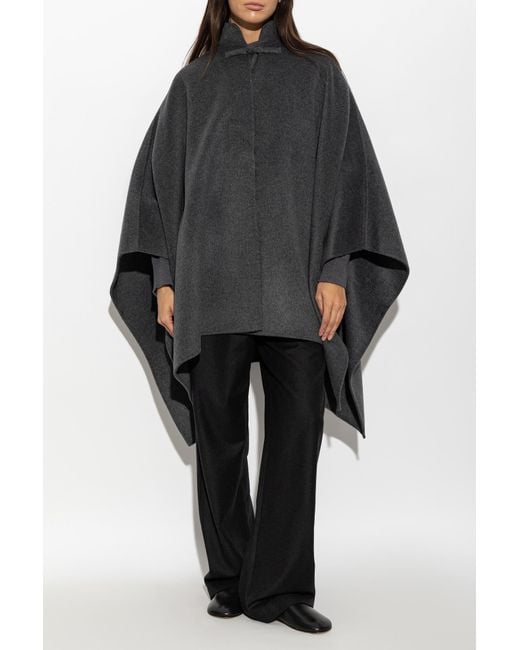 Rohe Black Wool Poncho With Turtleneck