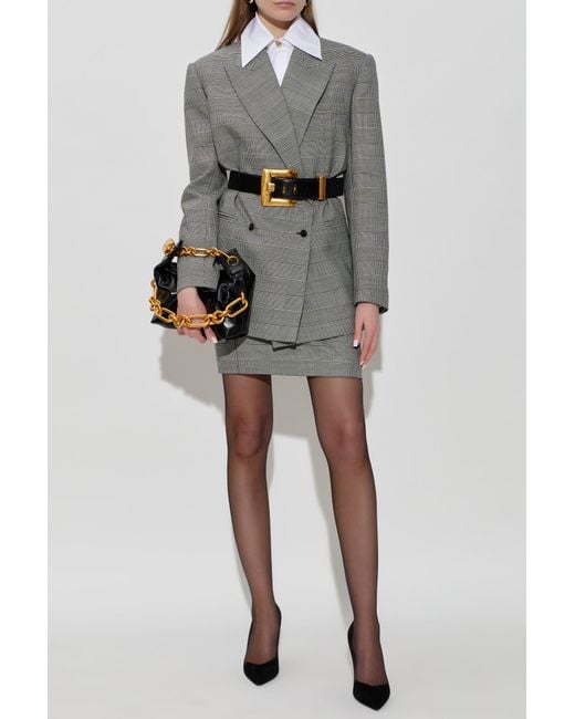 Balmain Gray Houndstooth Skirt