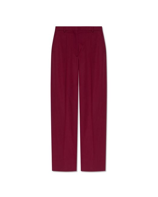 Stella McCartney Red Wool Pleated Trousers