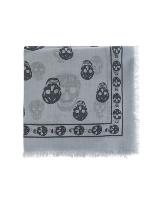 McQueen Gray Wool Scarf With Raw Edge