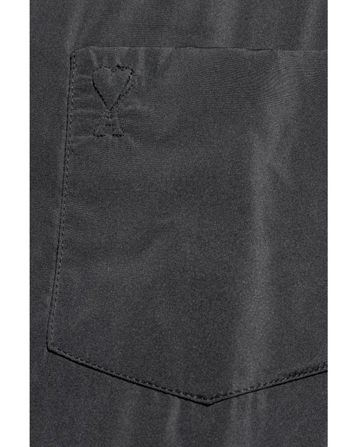 AMI Gray Insulated Jacket With Embroidered Logo for men