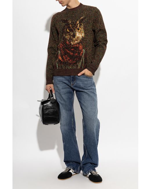 Etro Brown Sweater With Animal Motif for men