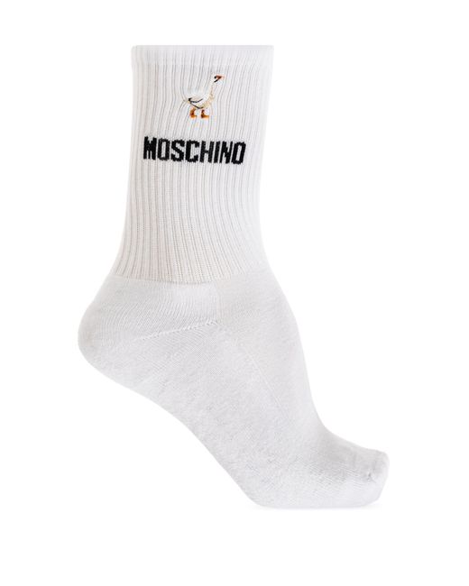 Moschino White Socks With Logo