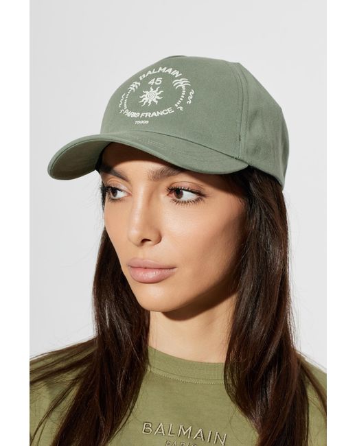 Balmain Green Baseball Cap