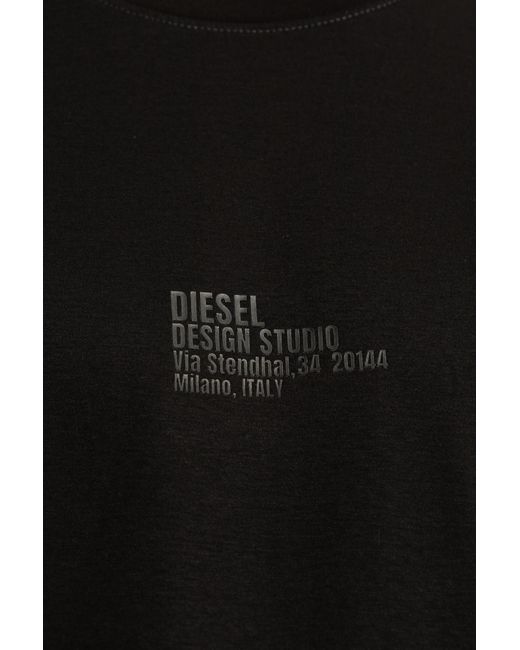 DIESEL Black 't-must-slits-n2' T-shirt With Logo, for men