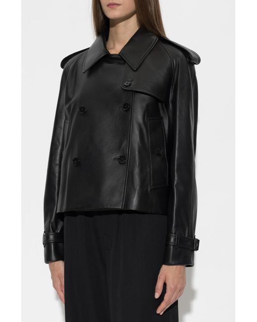 Burberry Black Leather Jacket 'Mayfair'