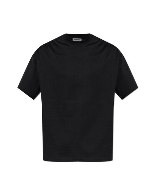 Jil Sander Black T-Shirt With Printed Logo for men