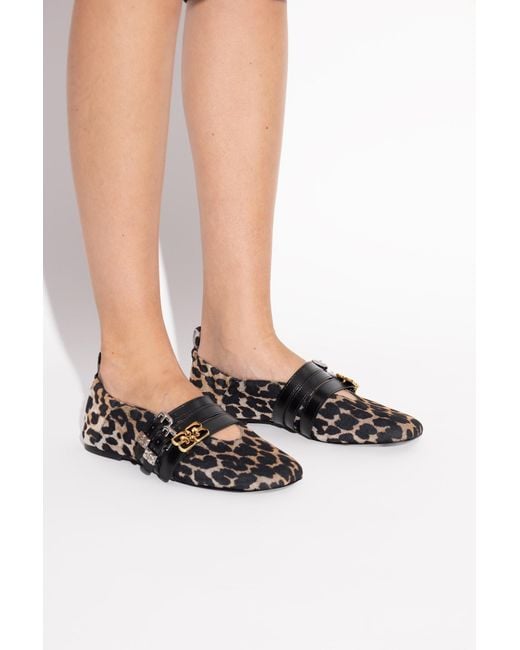 Ganni Black Ballet Flats With Animal Motif