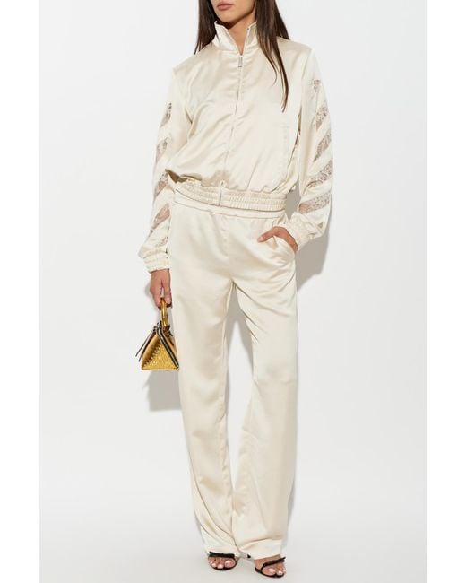 Off-White c/o Virgil Abloh White Satin Jacket With Lace Inserts