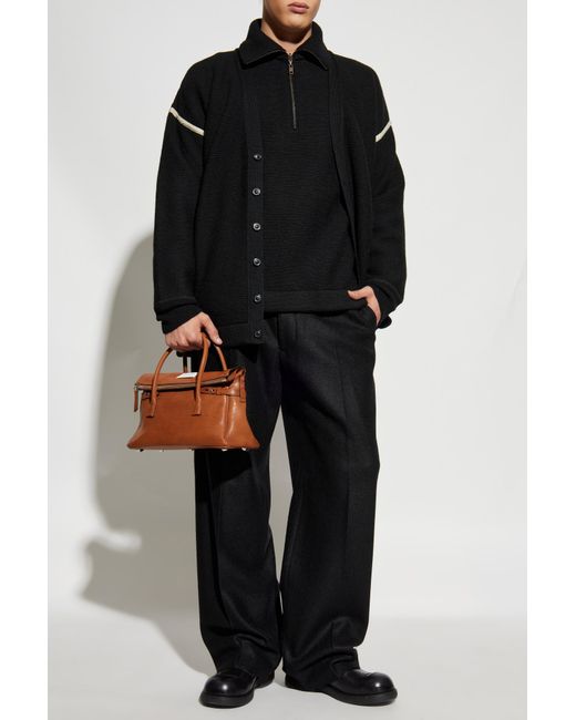 Maison Margiela Black Cardigan With Patches On The Sleeves for men