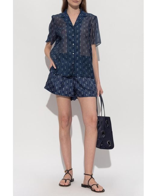 Tory Burch Blue Printed Shorts