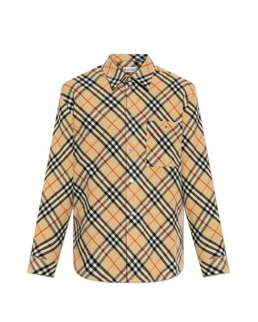 Burberry Natural Shirt With Check Pattern for men