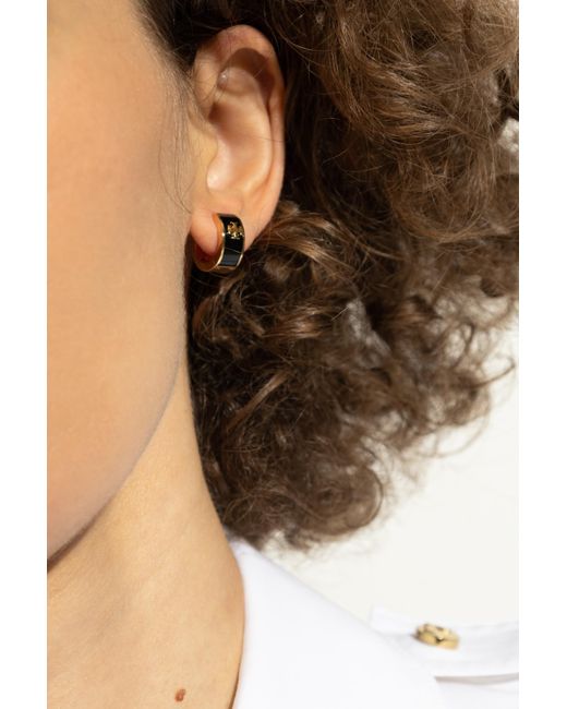 Tory Burch Black Earrings With Logo