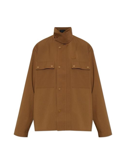 LACOSTE RUNWAY Brown Jacket With Stand-Up Collar
