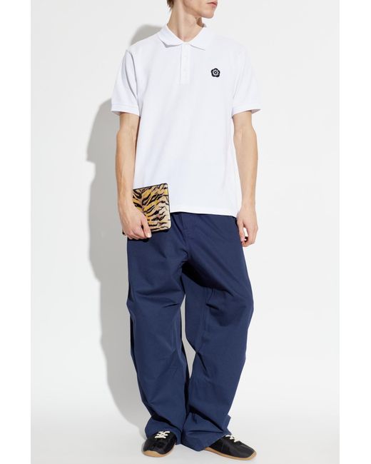 KENZO White Polo With Patch for men