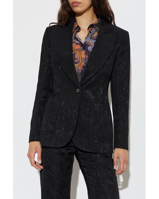 Etro Black Single-Vent Blazer