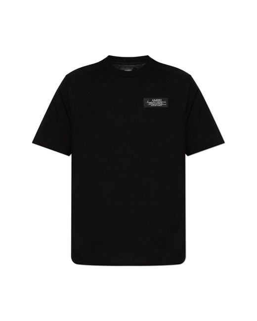 Amiri Black T-Shirt With Logo Patch for men