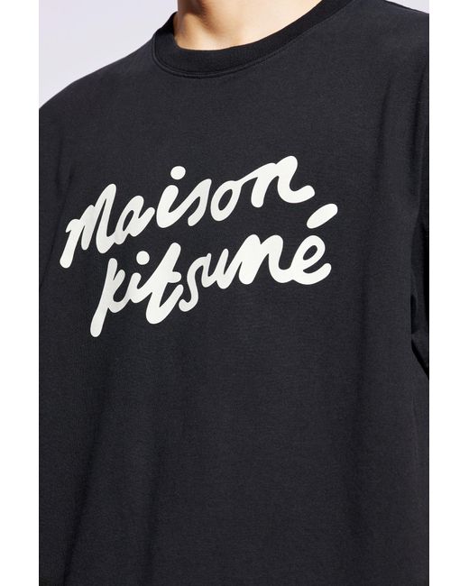 Maison Kitsuné Black T-Shirt With Logo for men