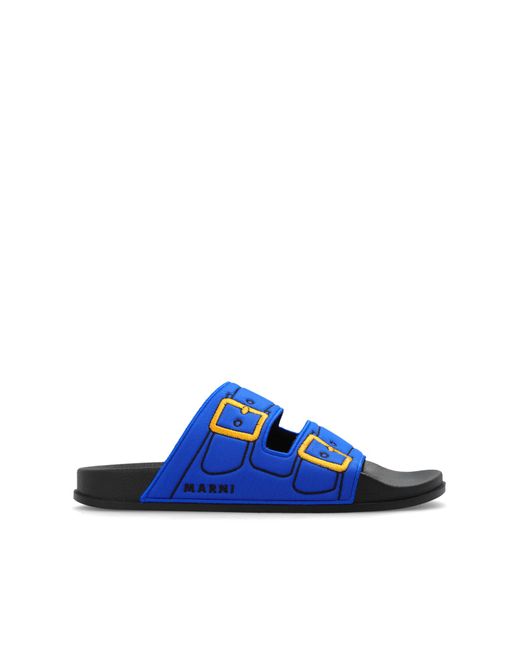 Marni Blue Slides With Logo, for men