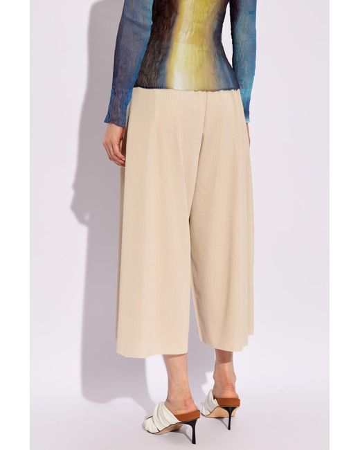 Pleats Please Issey Miyake Natural Striped Trousers,