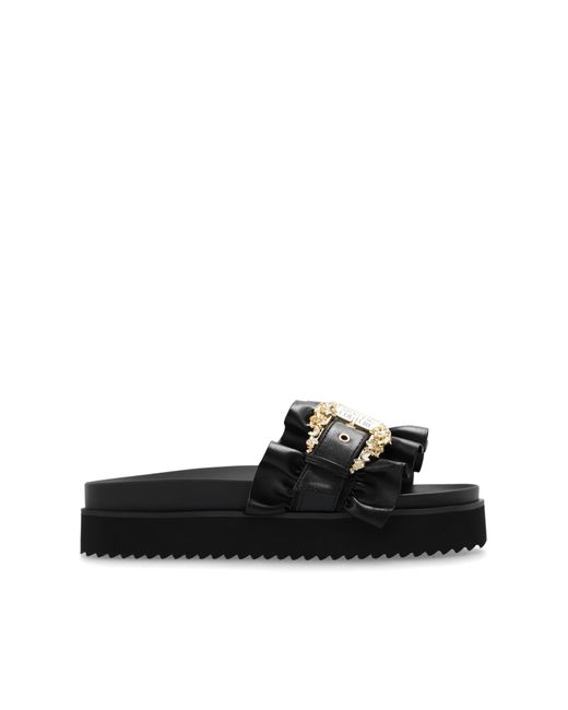 Versace Black Platform Slippers
