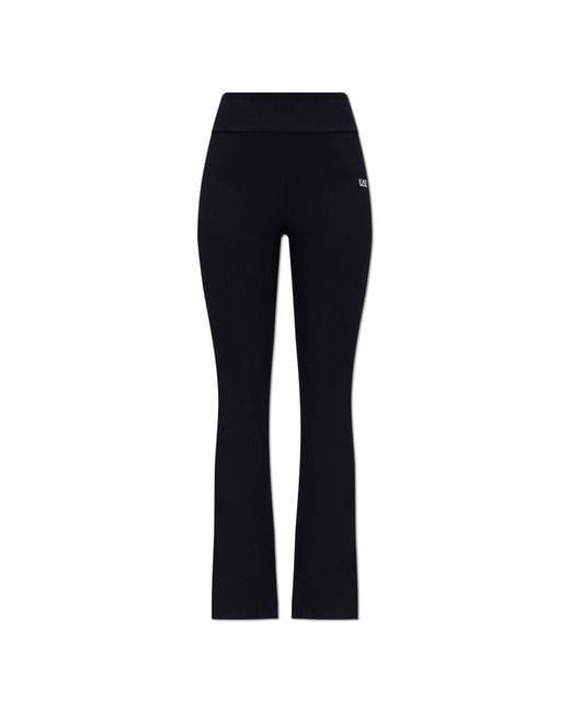 EA7 Black Pleated Flared Trousers