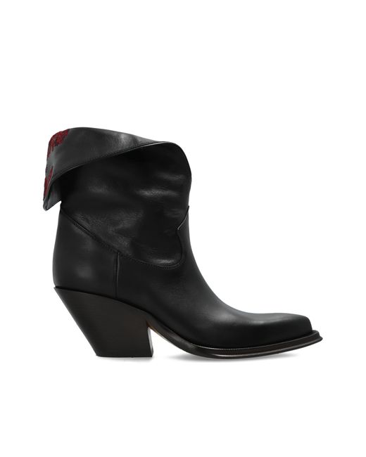 Chloé Black 'Azelan' Leather Cowboy Boots