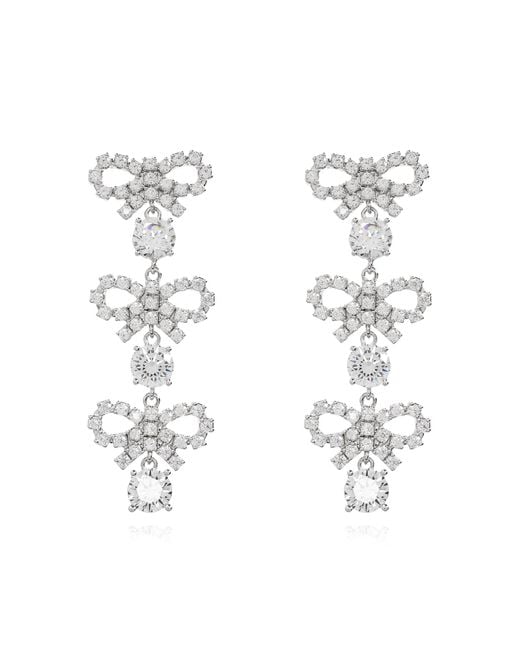 Self-Portrait Natural Earrings With Shimmering Crystals