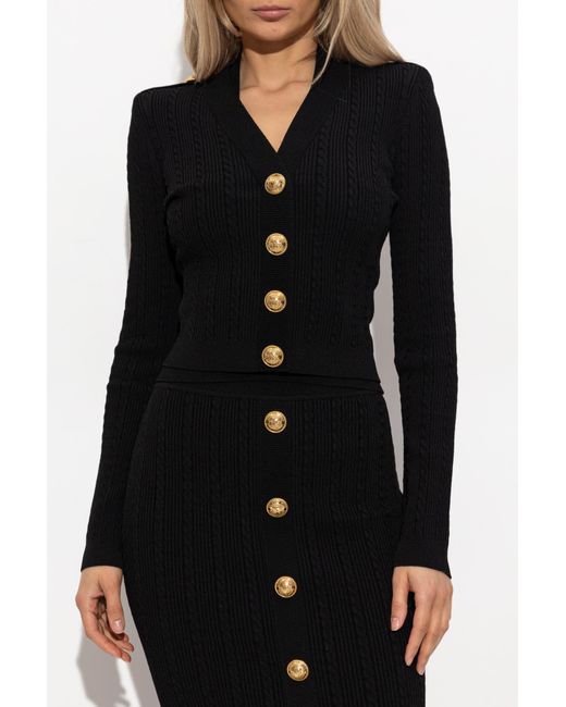 Balmain Black Cardigan With Buttons