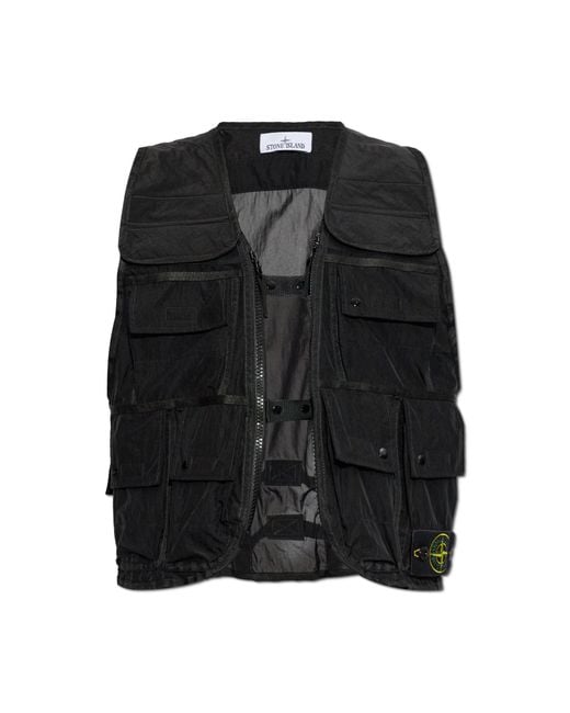 Stone Island Black Vest With Pockets for men