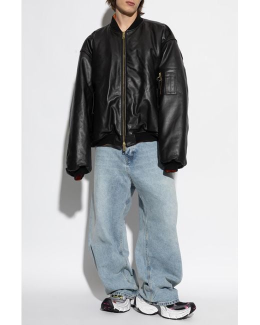 Vetements Black Leather Jacket for men