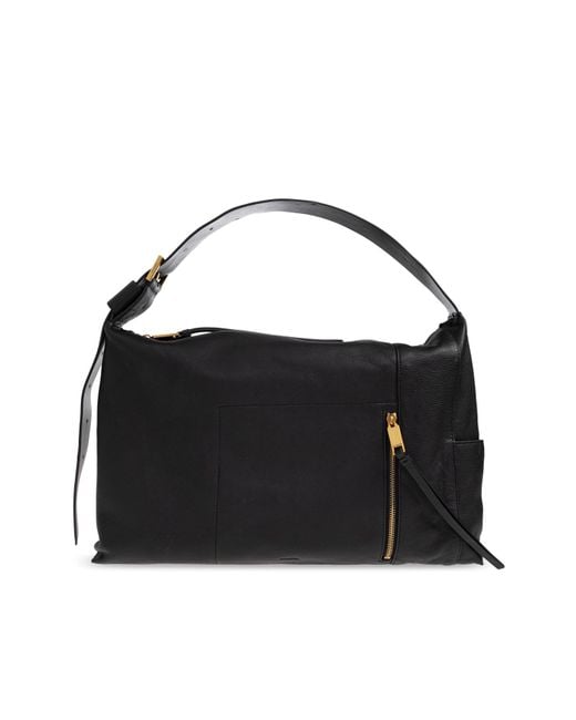 AllSaints Black Leather Shoulder Bag 'Alba'