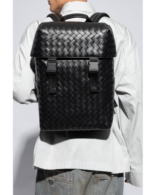 Bottega Veneta Black Intrecciato Backpack for men