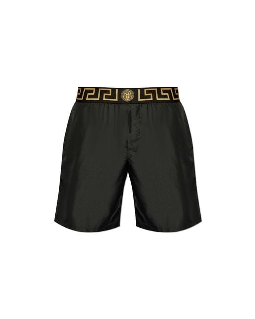 Versace Black Swim Shorts With Logo for men