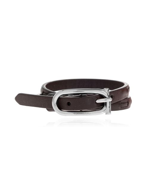 Ferragamo Black Leather Bracelet for men