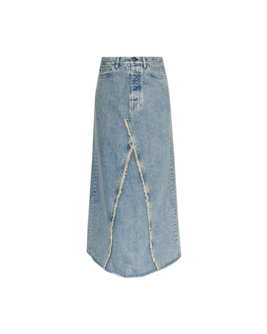 Maison Margiela Blue Denim Skirt With Raw Hem