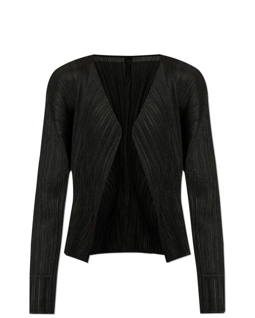 Pleats Please Issey Miyake Black Pleated Cardigan